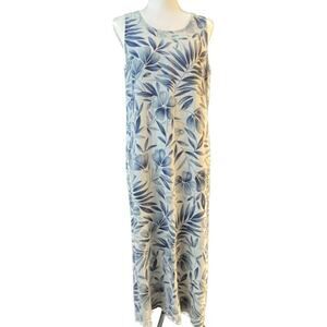 Hot Cotton Marc Wear Boho Tropical Shift Maxi Dress Women S Green Leaves Linen